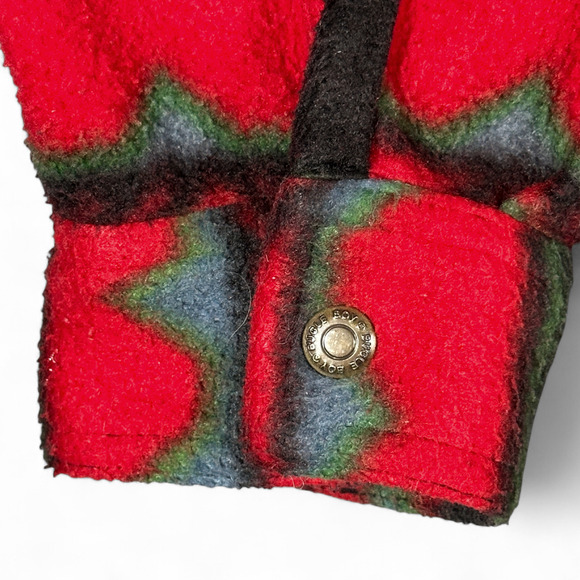 Vintage Bugle Boy Jacket Adult LARGE Red Black Southwest Aztec Fleece Snaps 90s - Picture 6 of 9